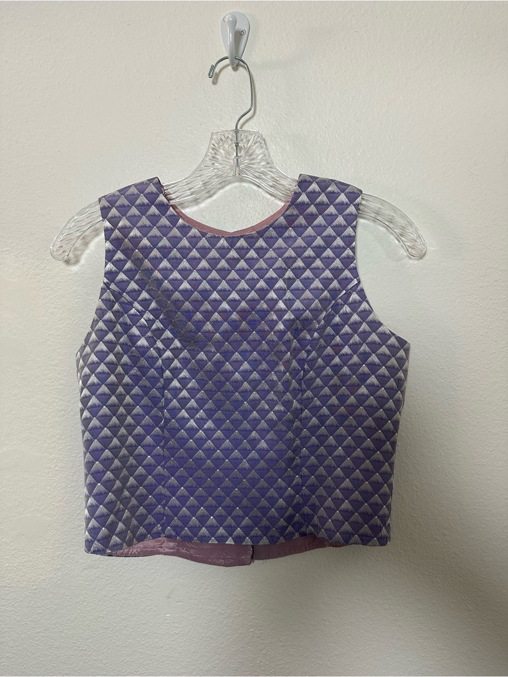 Vintage Jessica McClintock Lilac Sleeveless Crop Tank Button Back Crew Neck XS - Picture 10 of 15